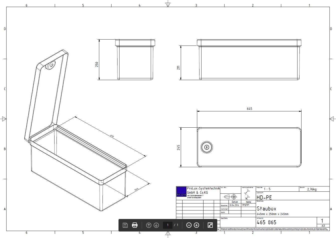 Staubox aus HDPE