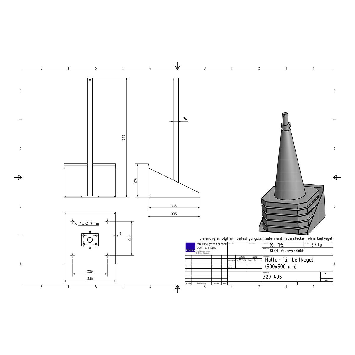 Halter für Leitkegel (500 mm)