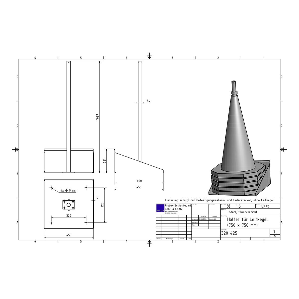 Halter für Leitkegel (750 mm)