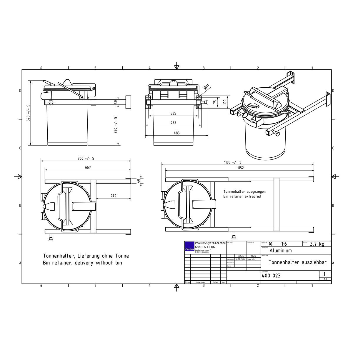 Tonnenhalter Aluminium